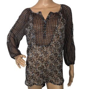 Philosophy Sheer Paisley Print Peasant Top Blouse Boho‎ Western Tribal Size M